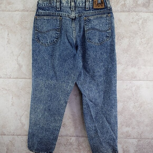 Acid Wash Jeans Lee Riders Snap Button Straight Leg Mens Size 34X 29.5 Husky Vtg - Picture 3 of 10